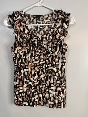 Ann Taylor Ruffle Neck Sleeveless Top Size Small